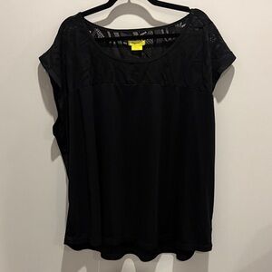 Nola Black Short Sleeve Lace Yoke Tee